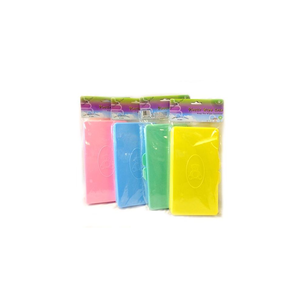 96 Units of EMPTY BABY WIPE CARRY CASE PLASTIC WIPE CASE COLORED at