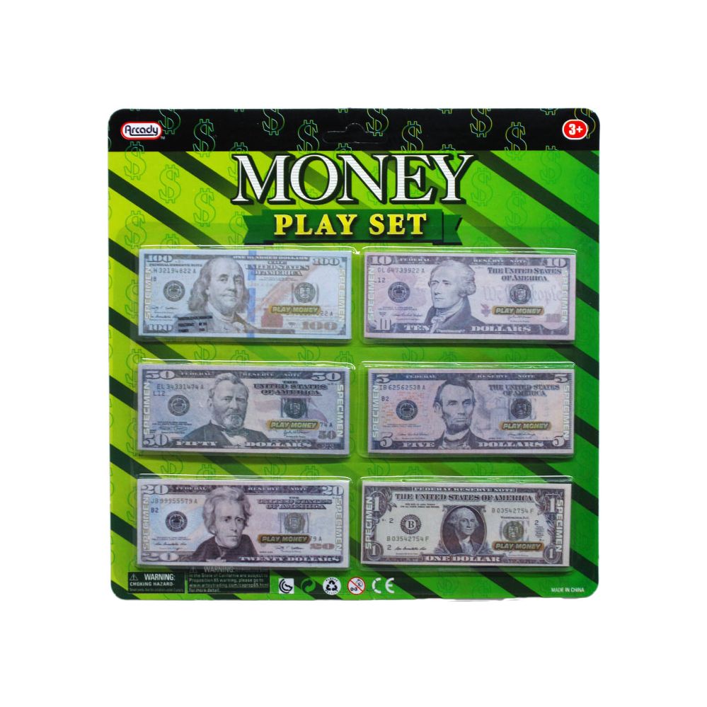 144 Units of 180 Count Mini Money Play Set In Blister Card Toy Sets