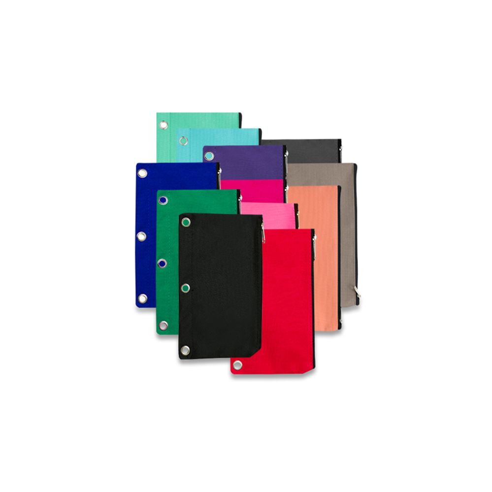 96 Units of 3 Ring Binder Pencil Case 12 Colors Clipboards and