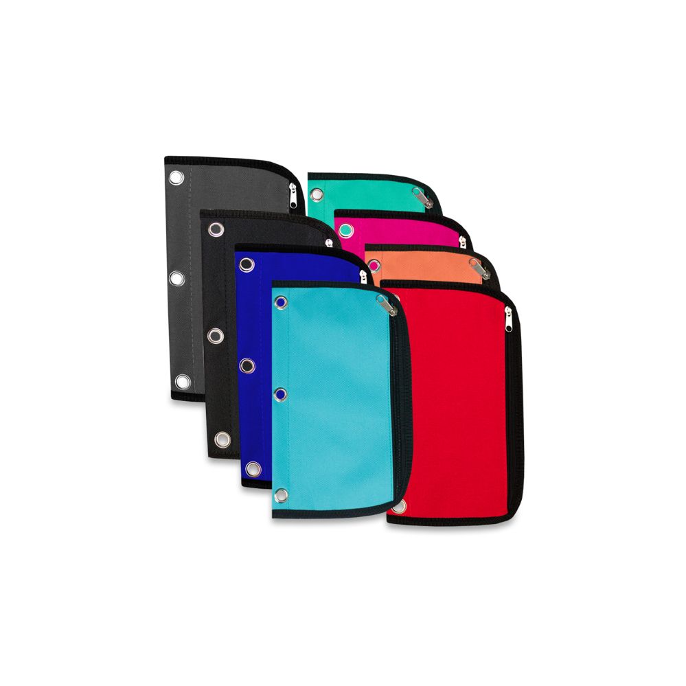 96 Units of 3 RING BINDER PENCIL CASE 8 COLORS at