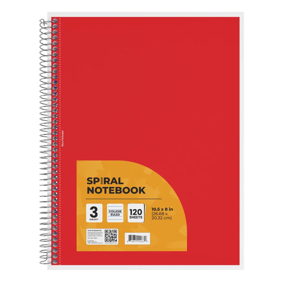 36 Units of 3 Subject College Ruled Wire Notebook 120 Sheets