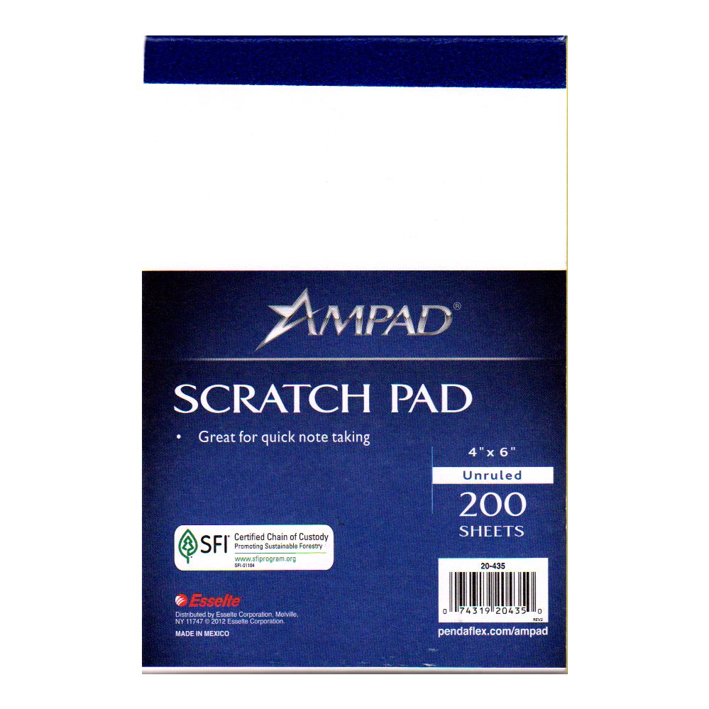 48 Units of AMPAD Scratch Pad 4x6 200 Sheets White at