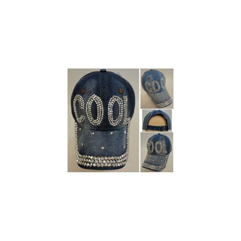 30 Units of Denim Strapback Hat With Bling Bling [cool] Hats With