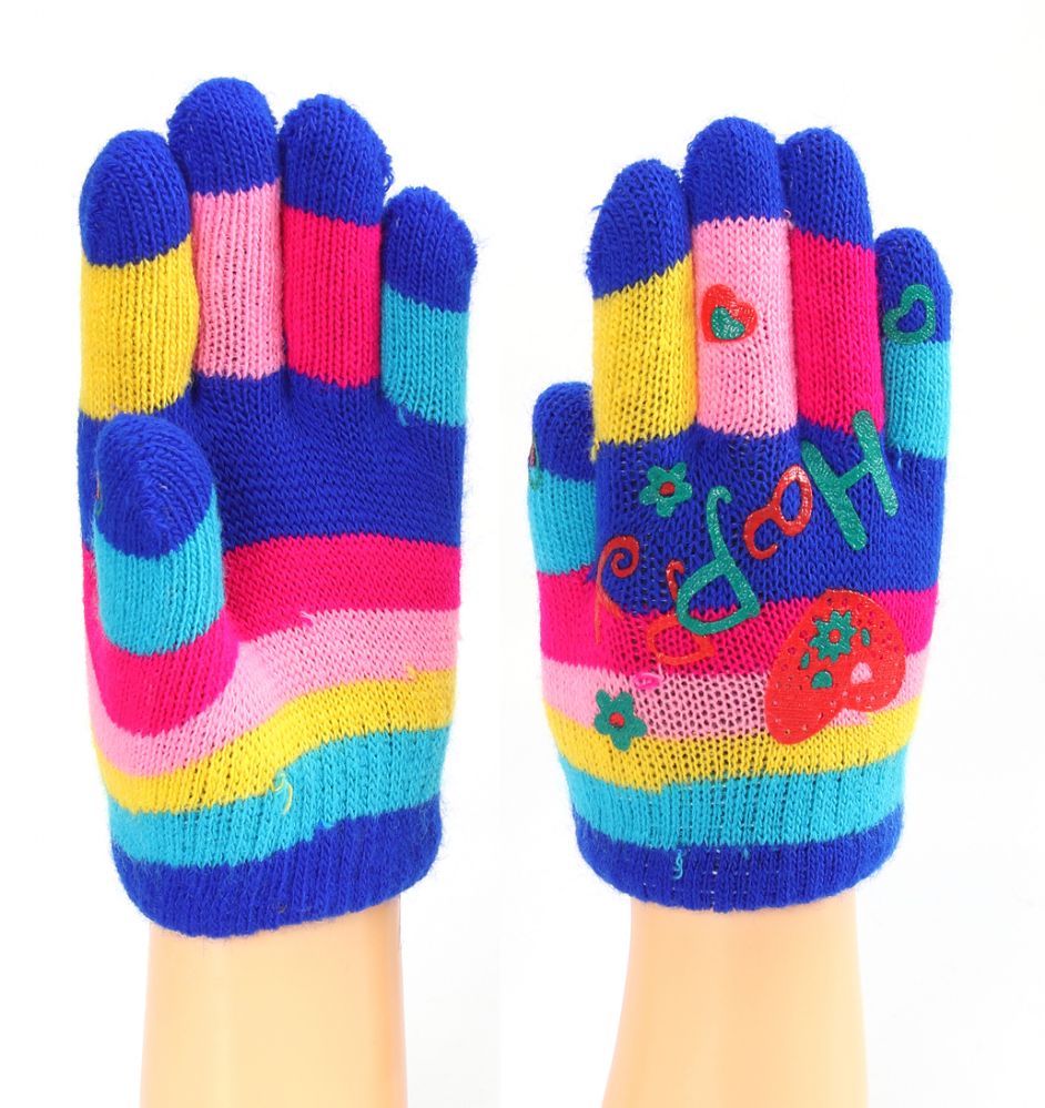 72 Units of Assorted Printed Children's Gloves Knitted Stretch Gloves