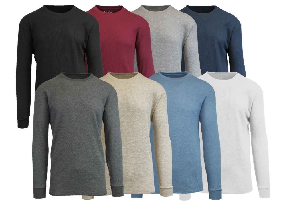 72 Units of Mens Waffle Crew Neck - Mens Thermals - at - alltimetrading.com