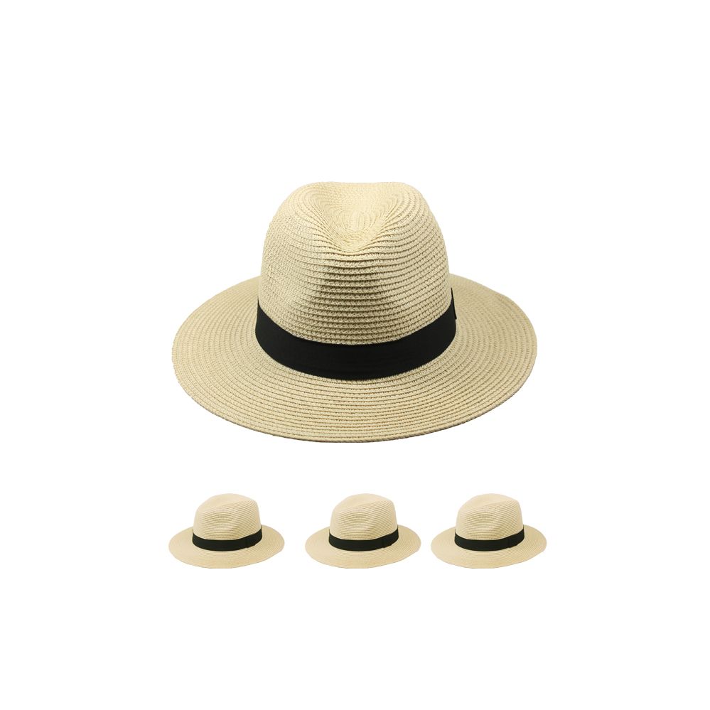 24 Units of Mens Summer Hat With Black Band Sun Hats at