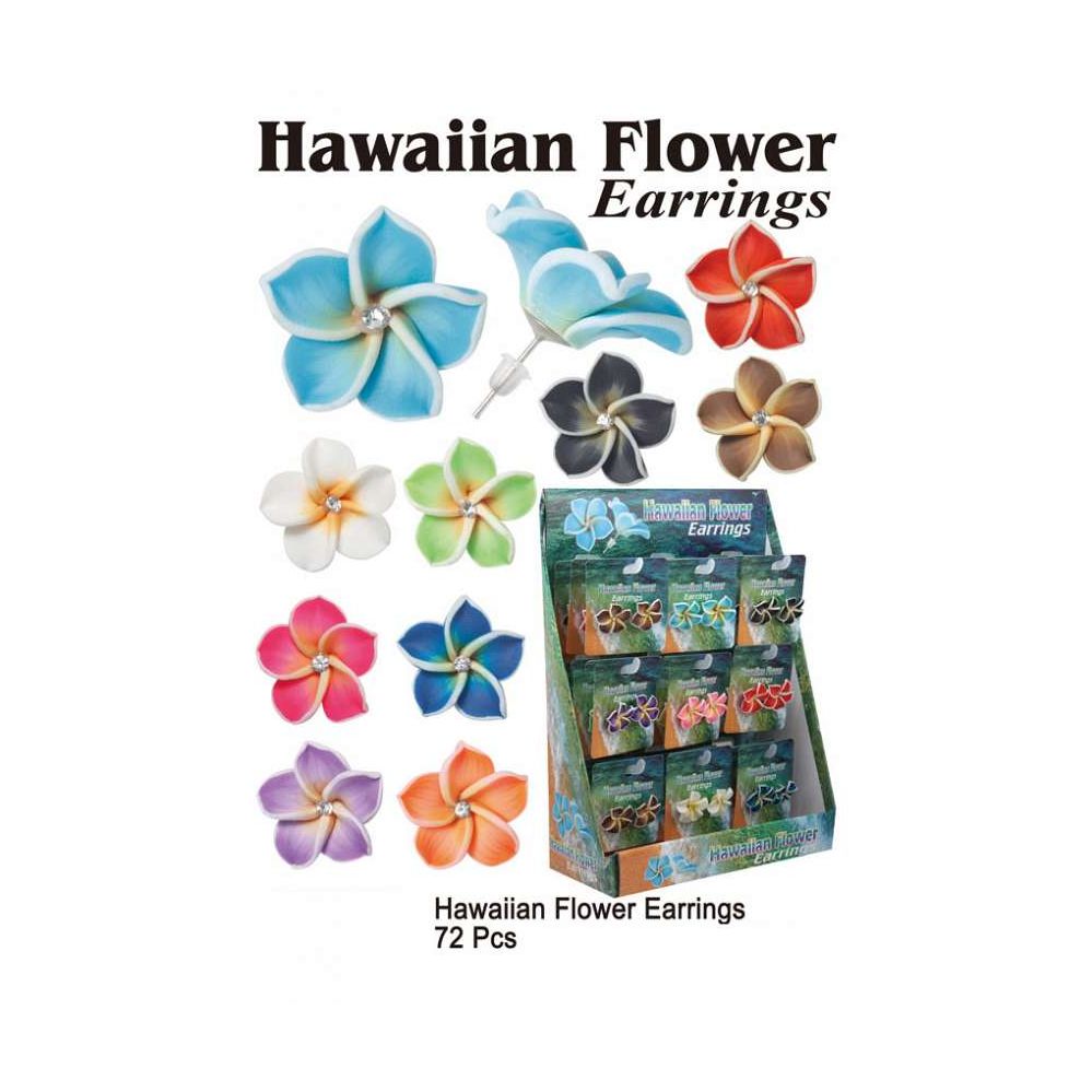 72 Units Of Hawaiian Flower Earrings Orted Colors 72 Units Of Hawaiian Flower Earrings Orted Colors
