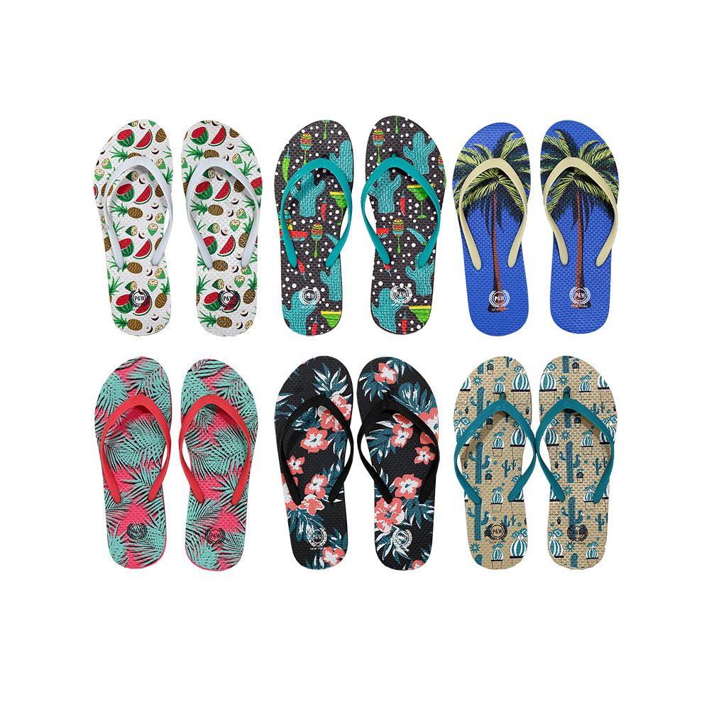 96 Units of Womens Printed Flip Flops at