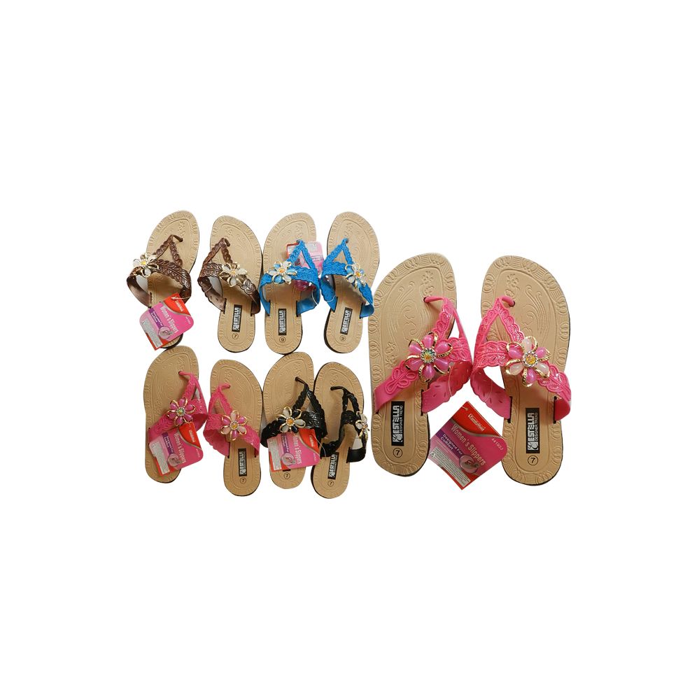 24 Units of Women's Slippers 4 Assorted Colors - Women's Flip Flops