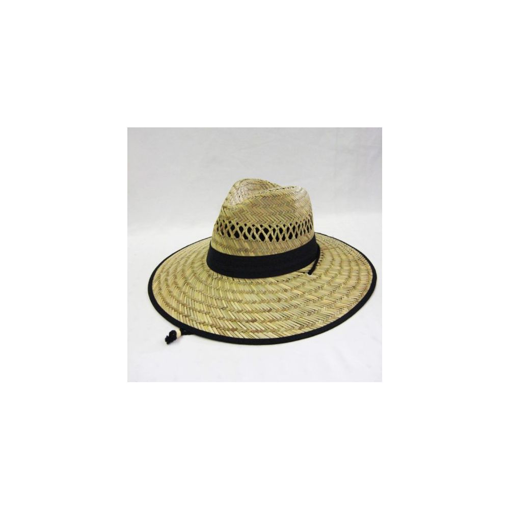 24 Units of Men's Straw Hat With Black Trim Bucket Hats at
