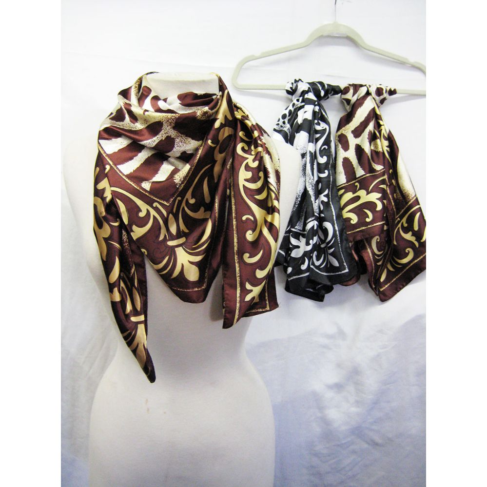 36 Units of Printed Silk Square Scarves Womens Fashion Scarves at