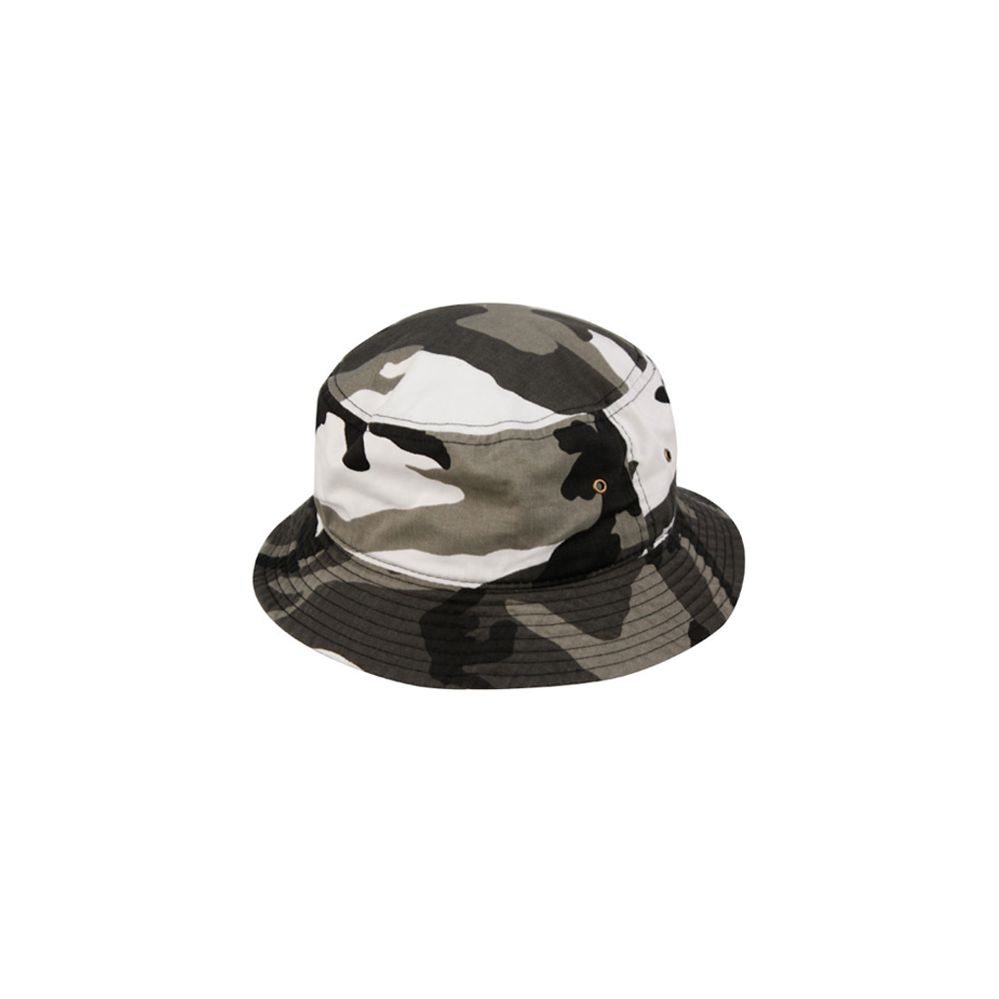 12 Units of Plain Cotton Bucket Hats In Camo White Bucket Hats at