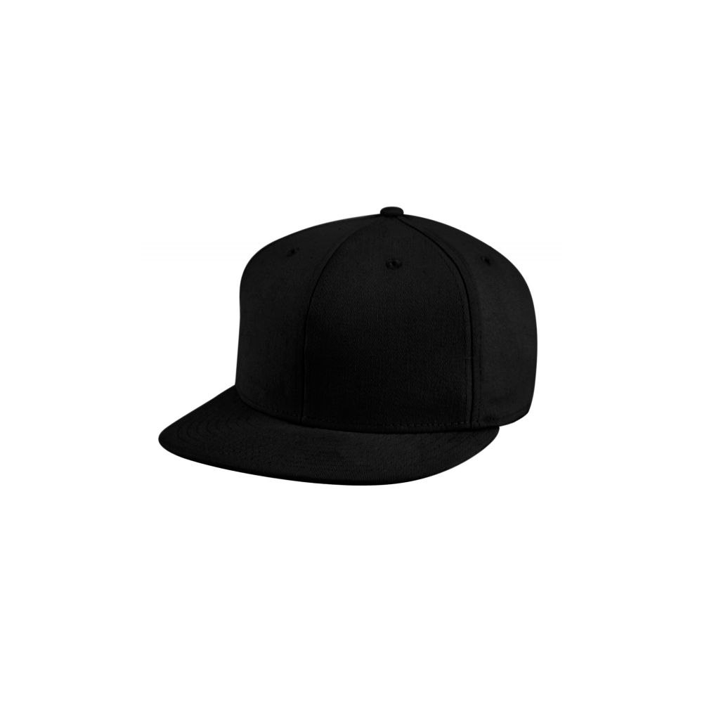 12 Units of Cotton Flat Brim Stretch Fitted Cap In Black Baseball
