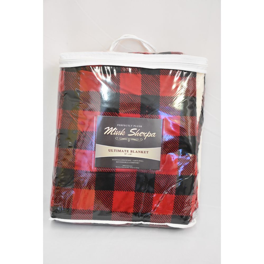 12 Units Of Mink Sherpa Ultimate Blanket 50x60 Red Buffalo Plaid Fleece Sherpa Blankets At Alltimetradingcom