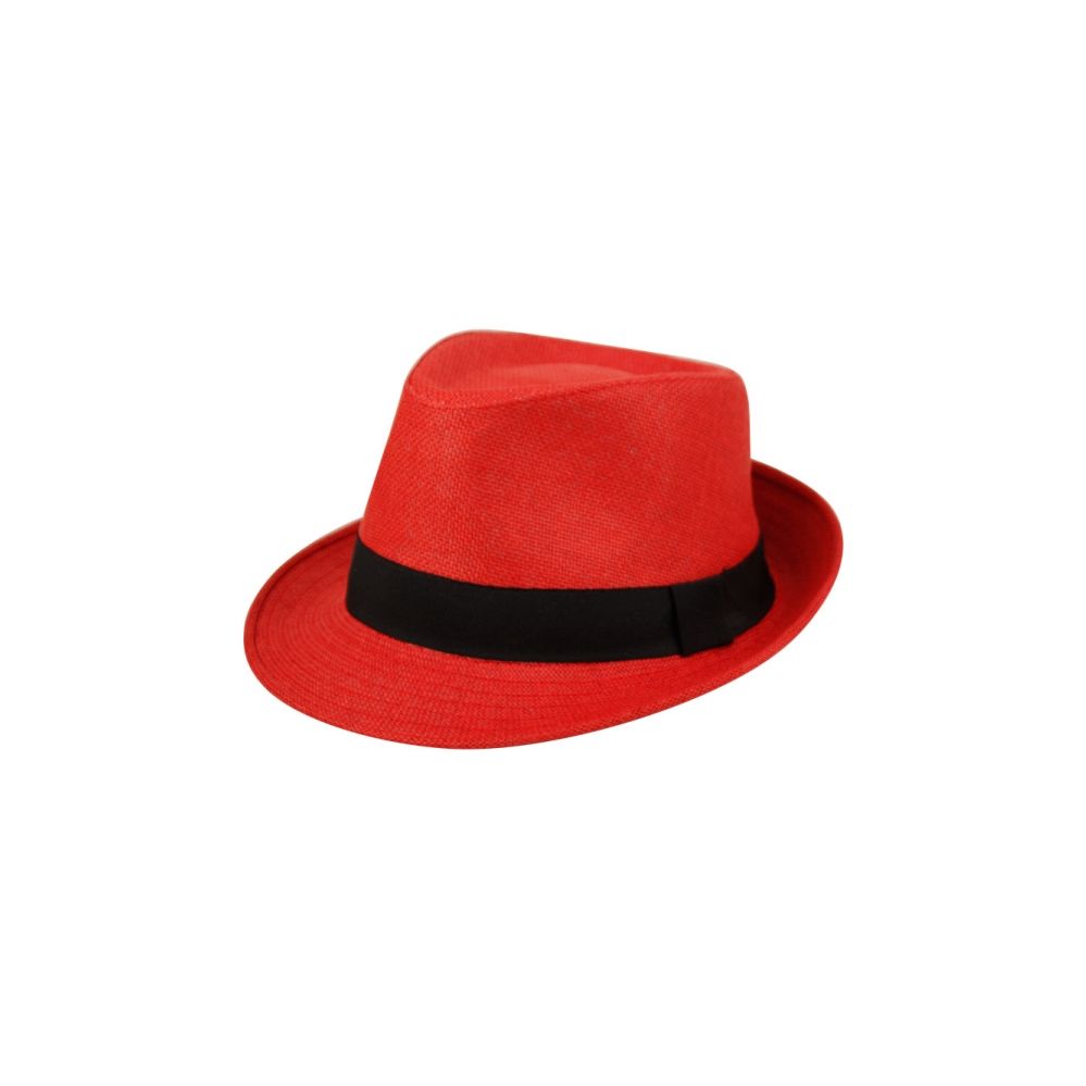 24 Units of Paper Straw Fedora Hats In Red Fedoras, Driver Caps