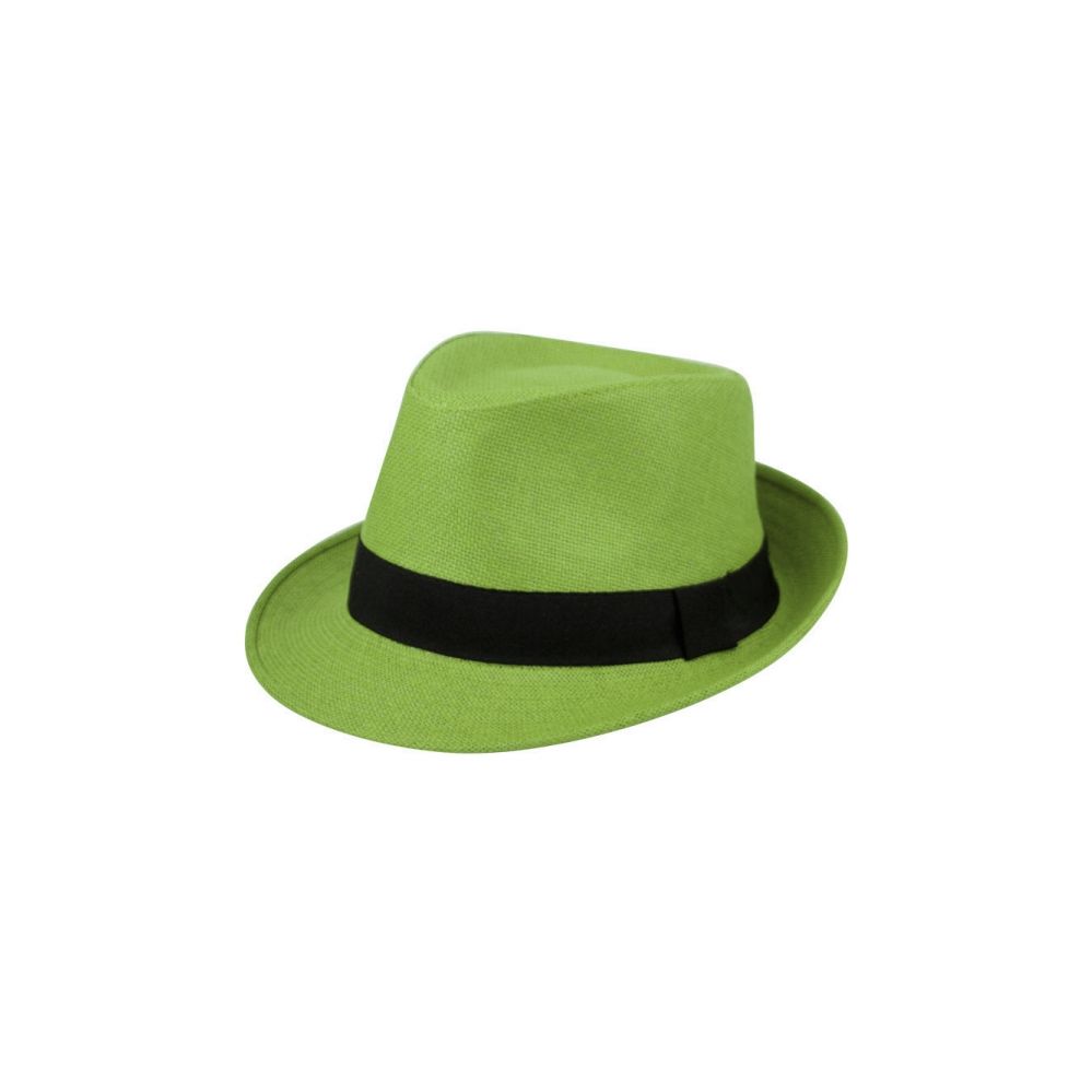 24 Units of Paper Straw Fedora Hats In Lime Green Fedoras, Driver