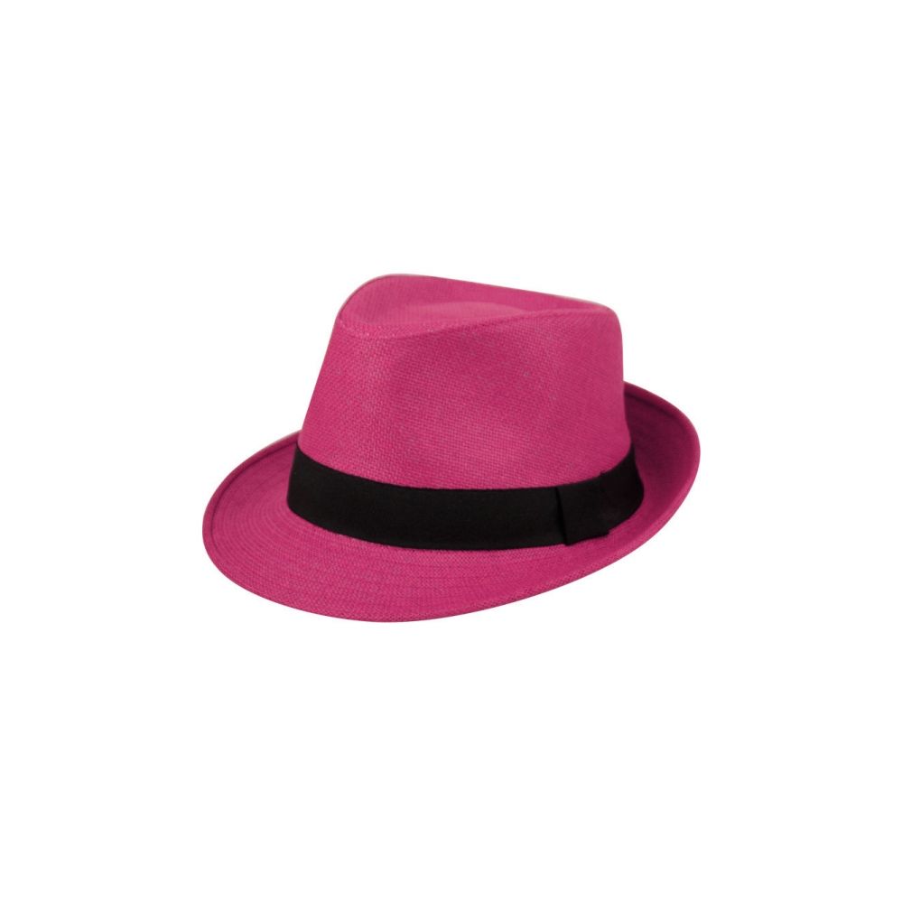 24 Units of Paper Straw Fedora Hats In Hot Pink Fedoras, Driver Caps