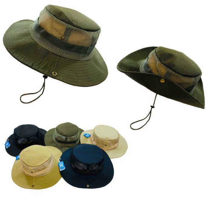 24 Units of Floppy Boonie Hat (solid Color) Mesh Sides Cowboy & Boonie Hat at