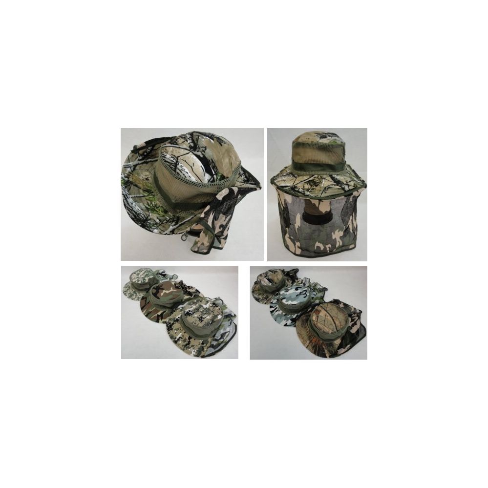 72 Units of Floppy Camo Boonie Hat With Netting (mesh Sides) Cowboy & Boonie Hat at