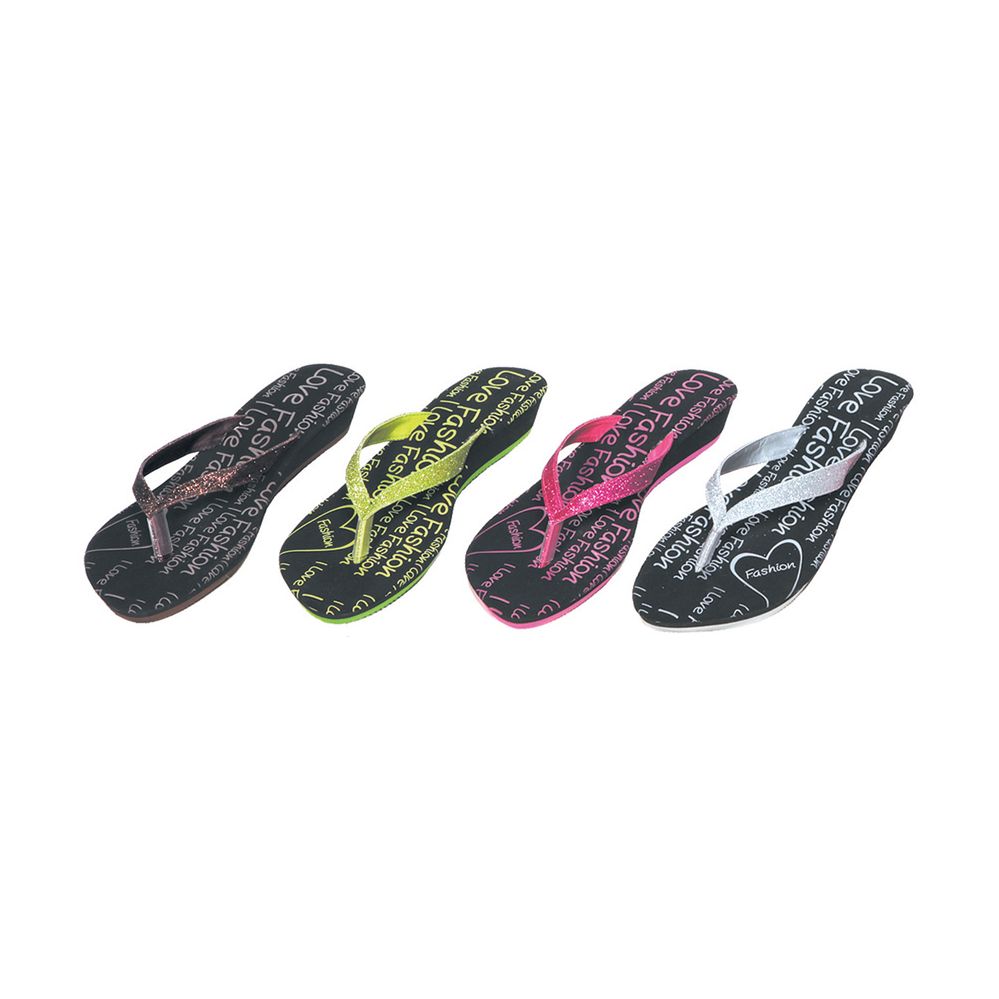 36 Units of Ladies Glitter Flip Flop Wedge Sandal - Women's Flip Flops ...