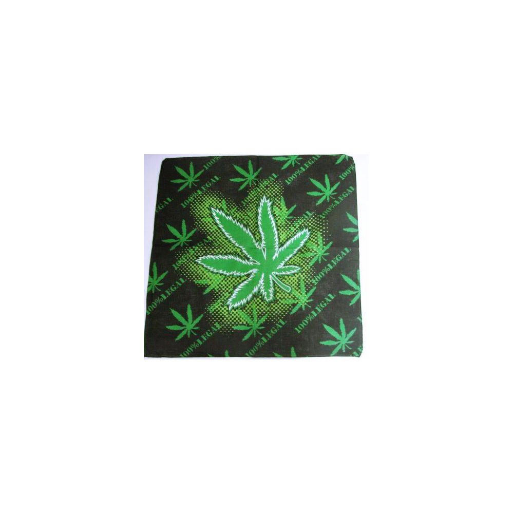 72 Units of Wholesale Bandana Cotton Large Marijuana Leaf 100 Legal