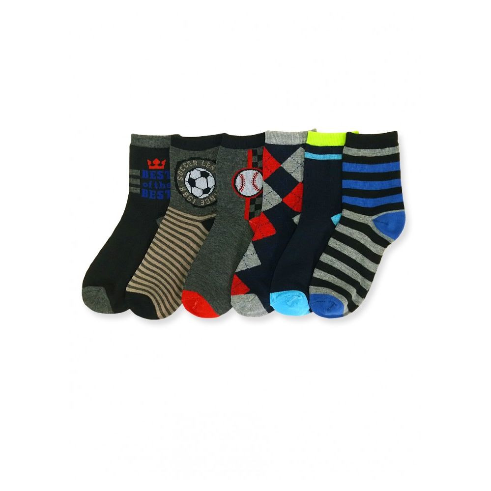 144 Units of Boy's Mixed Prints Crew Socks Boys Crew Sock at