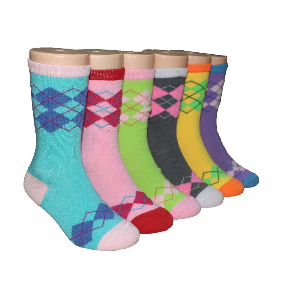 480 Units of Girls Argyle Crew Socks Girls Crew Socks at
