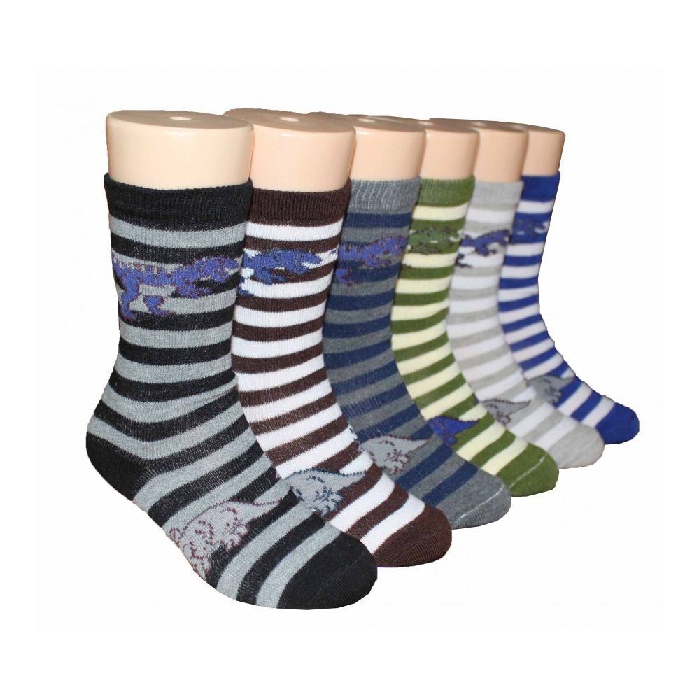 480 Units of Boys Dino Stripes Crew Socks Boys Crew Sock at