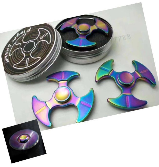 20 Units of Metal Fidget SpinneRMetal Rainbow With 3 Blade Fidget Spinners at
