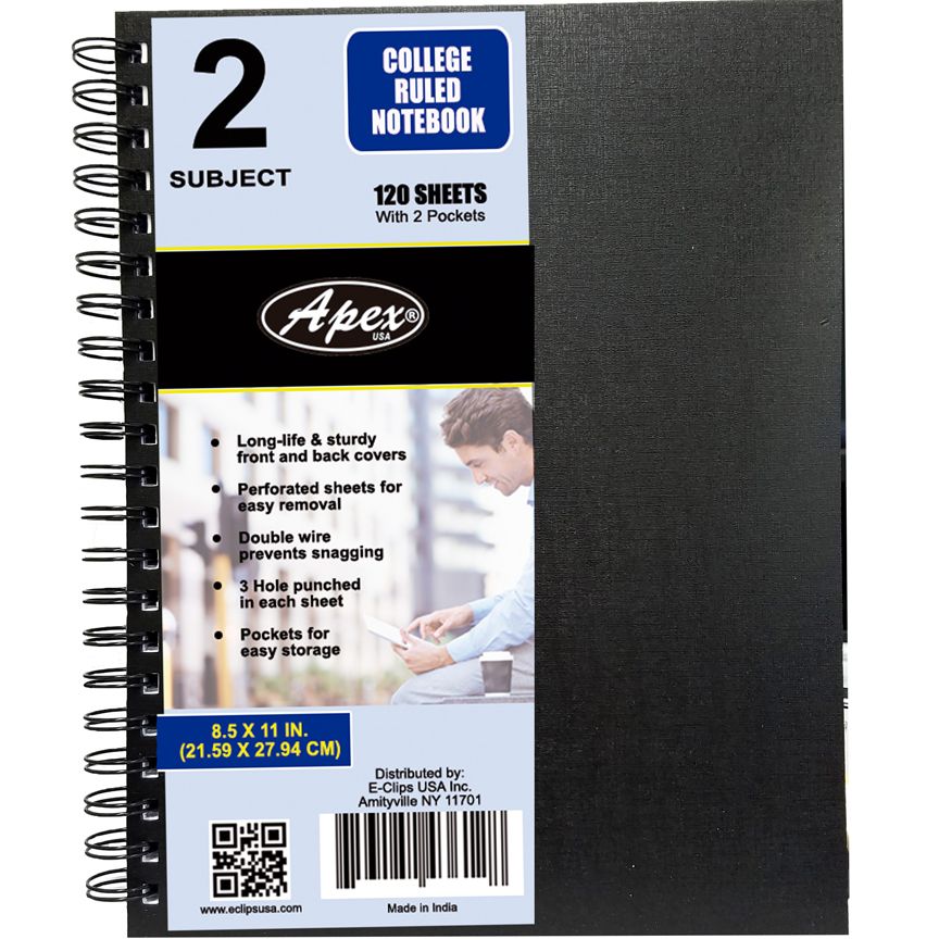 36 Units of Poly Cover 2 Subject Notebook 120 Shts W/ 4 Pockets, Double