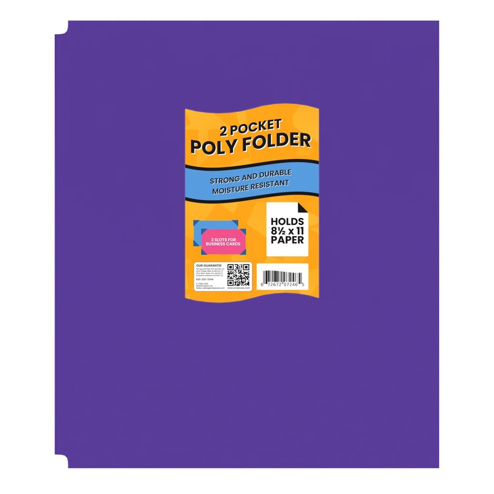 48 Units of Purple Plastic 2 Pocket Folders 9.5" X 11.5" Folders