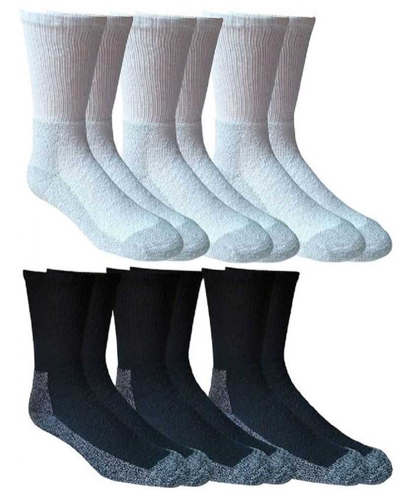 12 Units of Mens Steel Toe Cotton Heavy Duty Work Socks Mens Crew Socks at