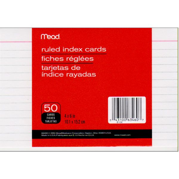 72 units of mead index cards ruled 4x6 50ct labels cards and index card labels