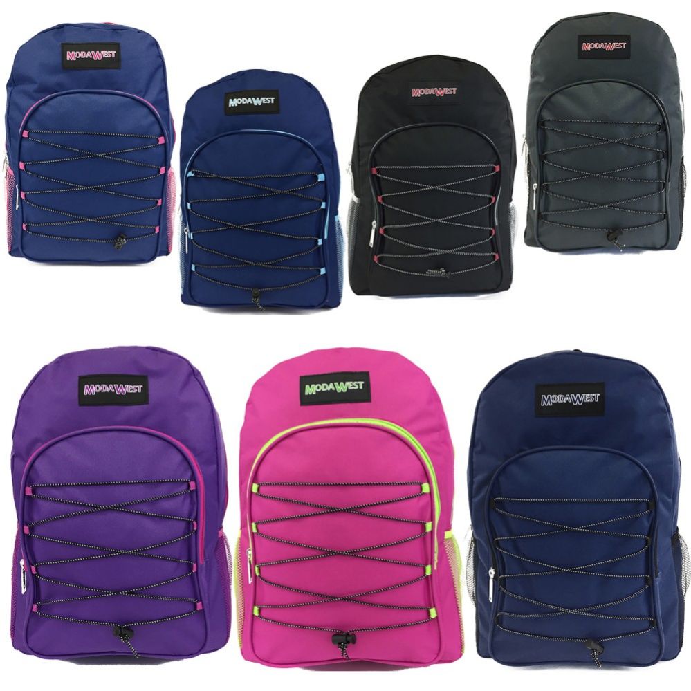 24 Units of 16" Padded Bungee Backpacks In Assorted Colors Case Of 24