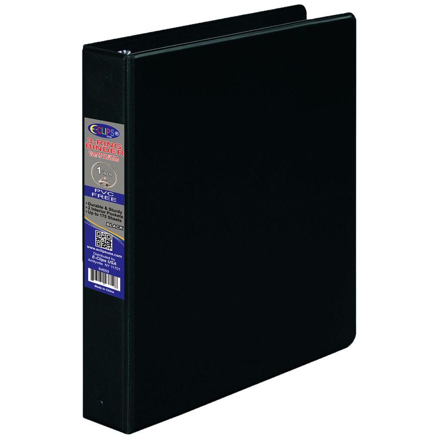 489 Units of Vinyl binder, 1", 2 pockets , black CLIPBOARDS/BINDERS