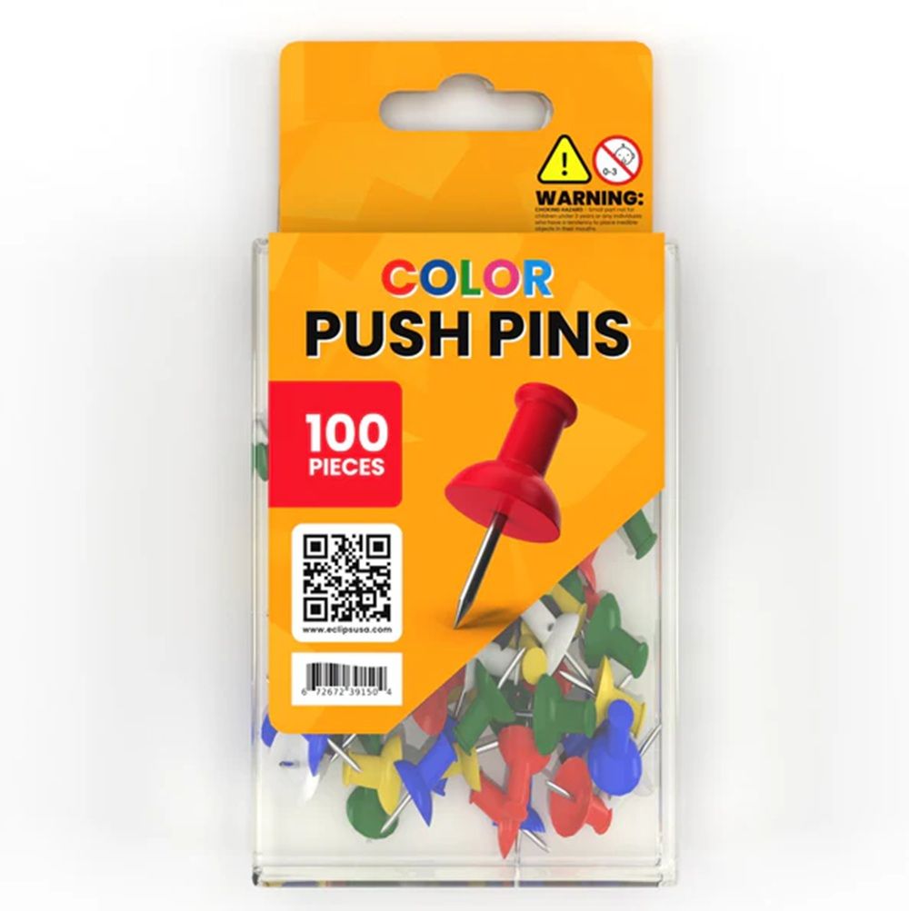 48 Units of Push pins, asst colors, 100 ct., reusable box at