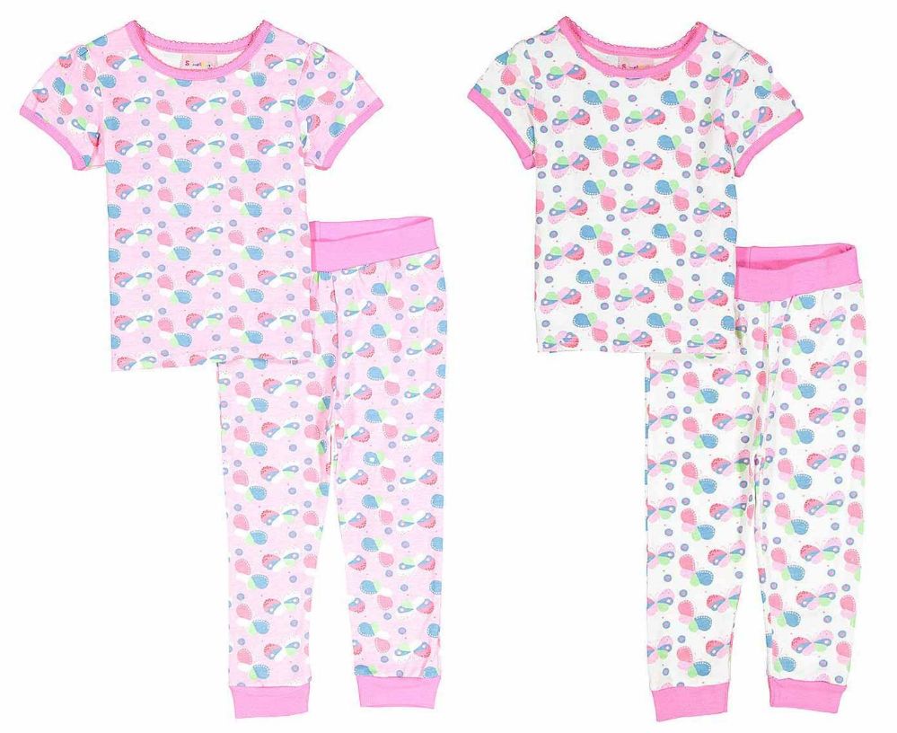 24 Units of Infant Girls Pajama Seashell Prints Sizes 624m Toddler Girl PJ's at