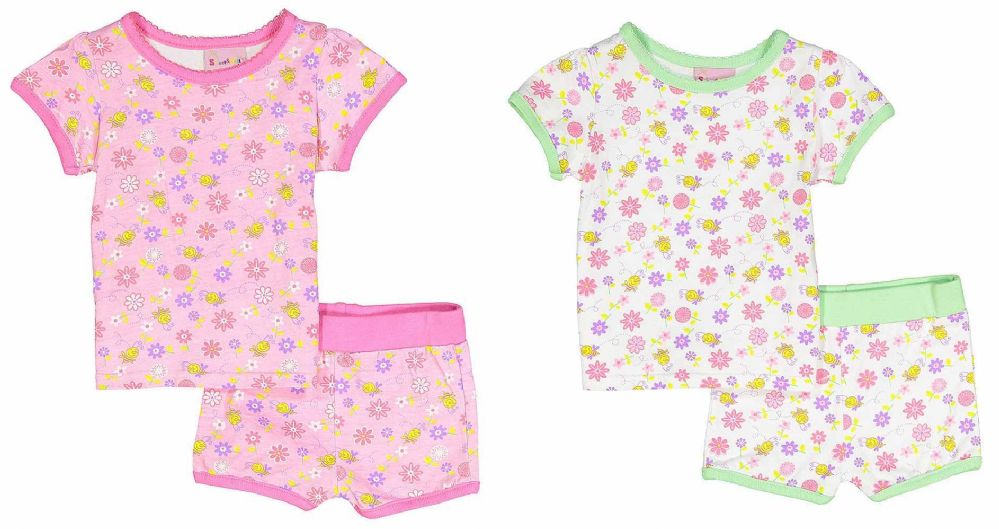 24 Units of Toddler Girls Pajama Flower Prints Sizes 24t Toddler