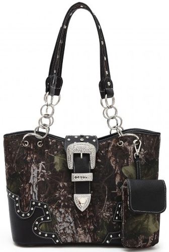 4 Units Of Rhinestone Camo Purse With Buckle Black Leather Purses 4 Units Of Rhinestone Camo Purse With Buckle Black Leather Purses And Handbags