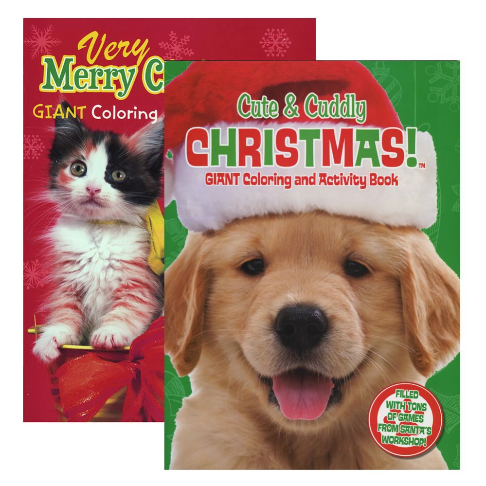 48 units of puppies kittens christmas coloring activity book