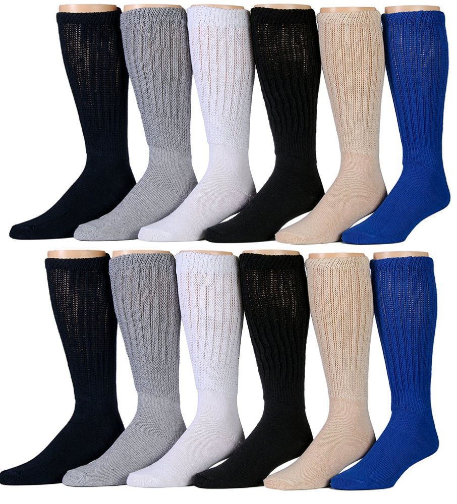 Slouch Socks for Men, Extra Slouch Cotton Boot Socks (6 Pairs, Assorted ...