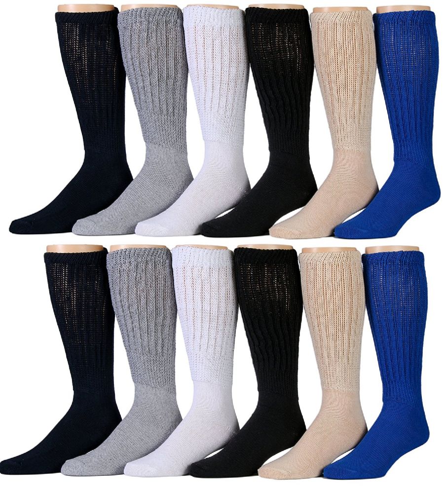 Slouch Socks for Men, Extra Slouch Cotton Boot Socks (6 Pairs, Assorted