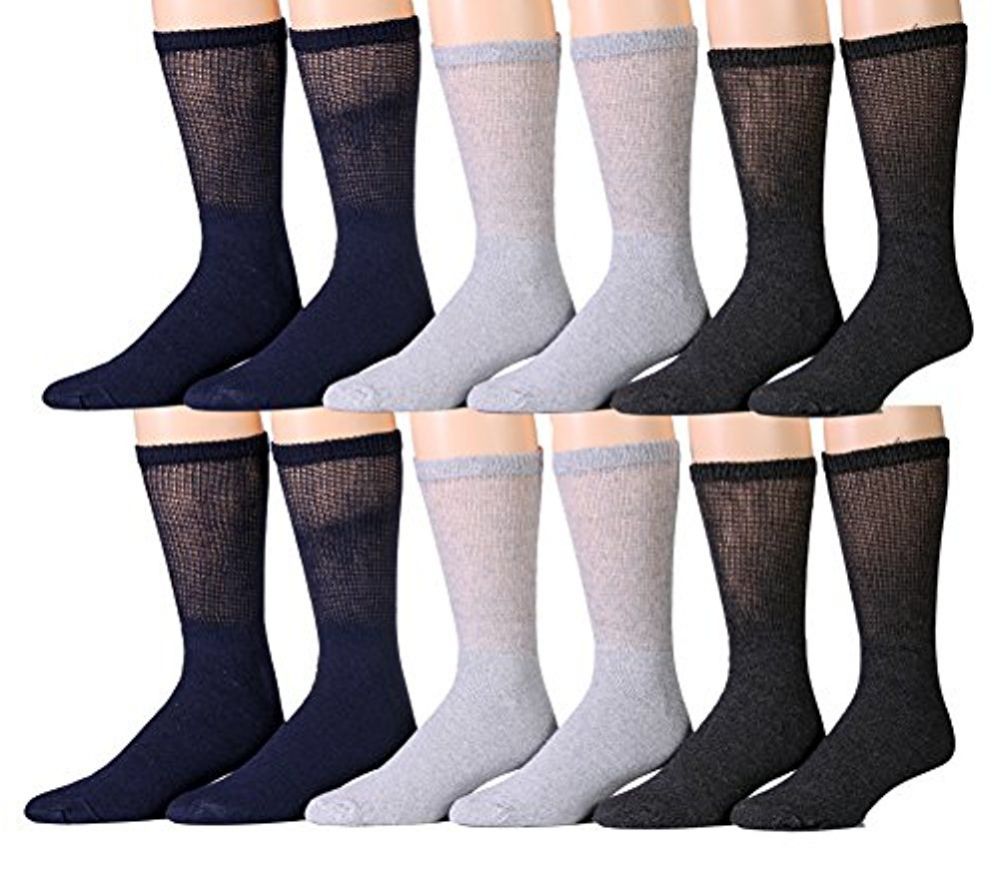 12 Units of 12 Pairs Unisex White Diabetic Socks For Neuropathy, Edema