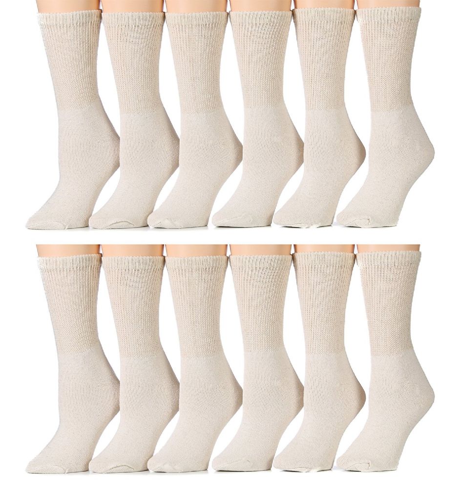 12 Units of 12 Pair Of Socksnbulk Ladies Tan Color Diabetic Neuropathy