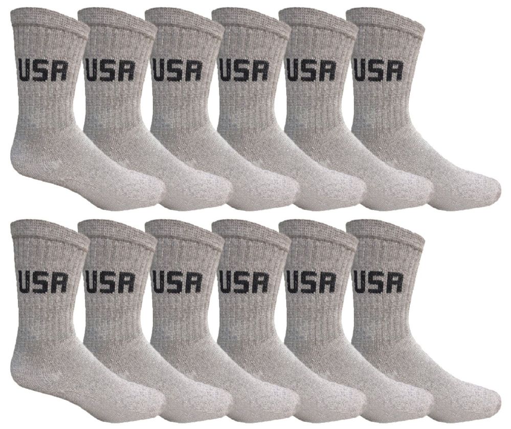 240 Units of Mens Cotton Gray Usa Crew Socks Size 1013 Mens Tube