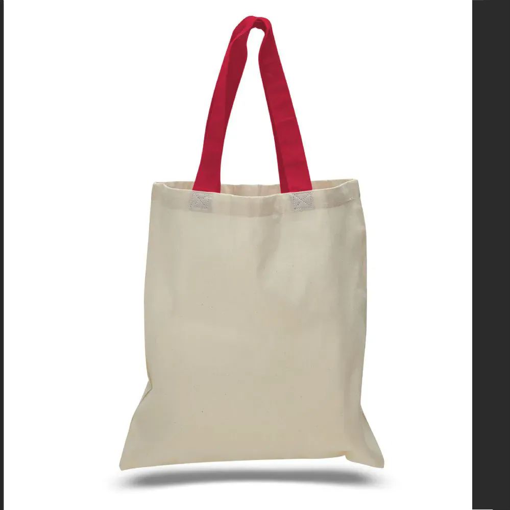 240 Units of 6 Ounce Cotton Canvas Tote With Contrasting HandleSRed