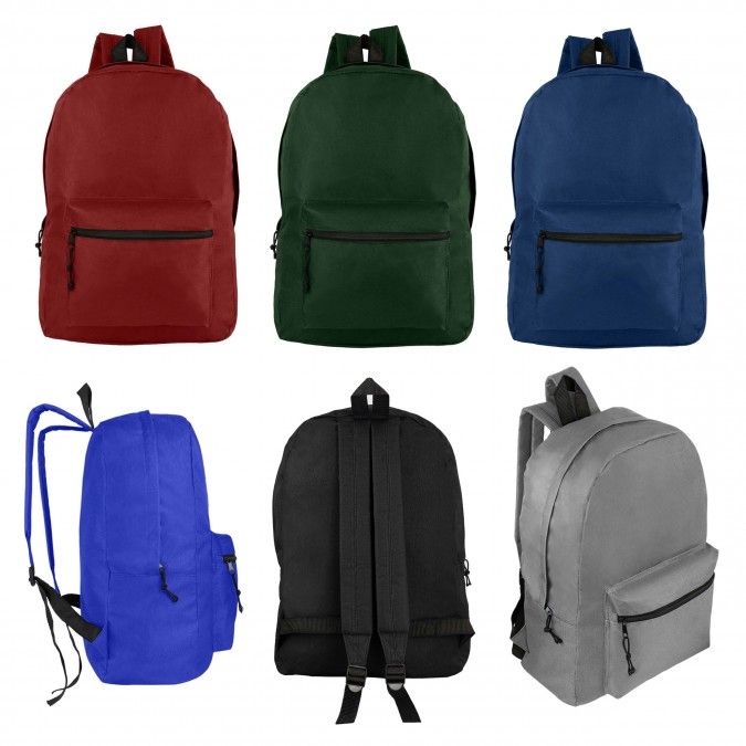 24 Units of Basic Adjustable Strap Assorted Color Backpack - Backpacks ...