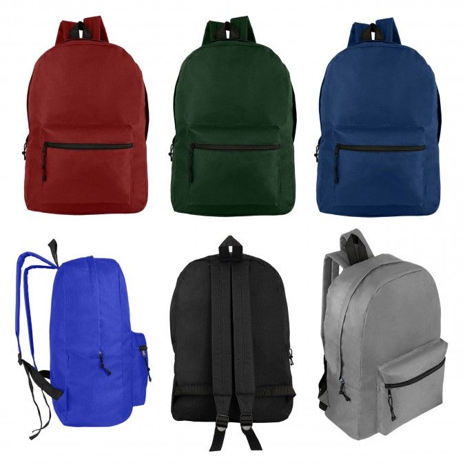 24 Units of Basic Adjustable Strap Assorted Color Backpack Backpacks