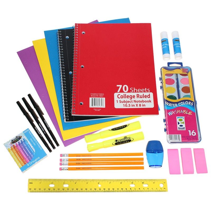 24 Units of Wholesale Kids 18 Piece School Supply Kit Notebooks at