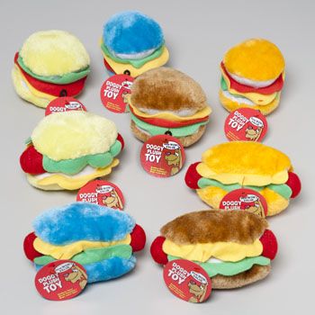 stuffed hamburger dog toy